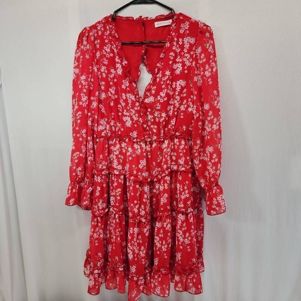 Red Floral Ruffle Mini Dress - Women